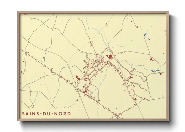 Une affiche de carte sur Sains-du-Nord
