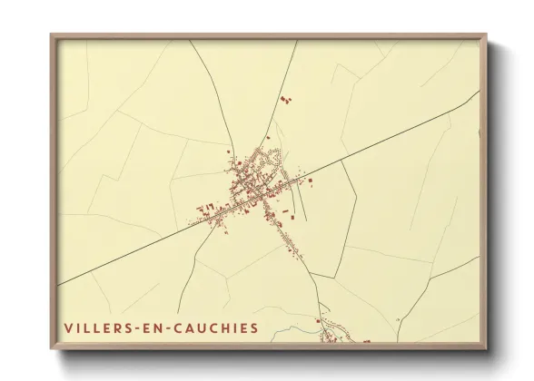 Une affiche de carte sur Villers-en-Cauchies