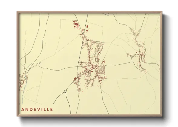 Une affiche de carte sur Andeville