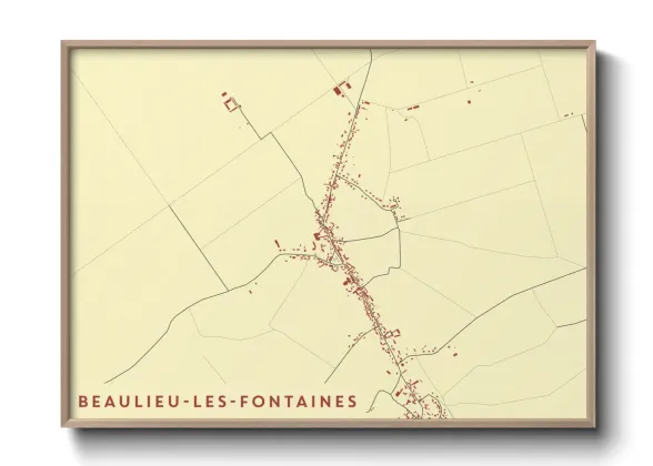 Une affiche de carte sur Beaulieu-les-Fontaines