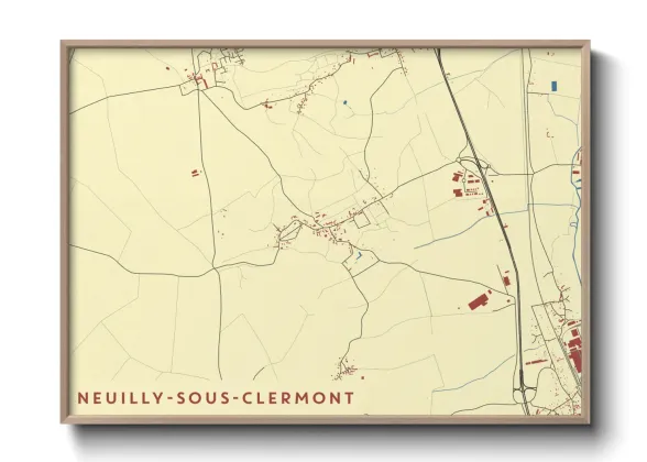 Une affiche de carte sur Neuilly-sous-Clermont