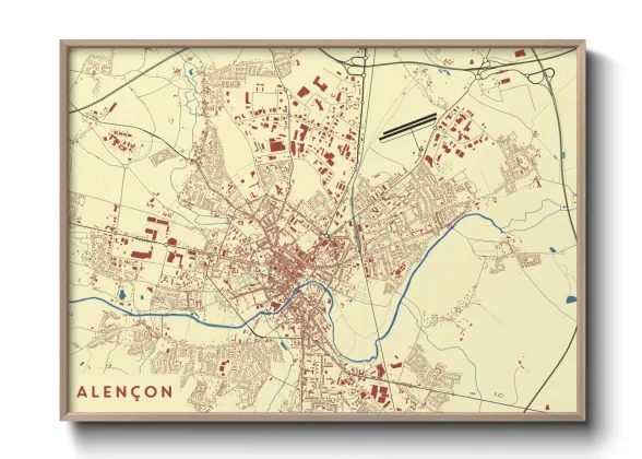 Une affiche de carte sur Alençon
