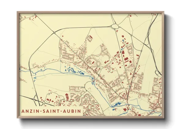 Une affiche de carte sur Anzin-Saint-Aubin