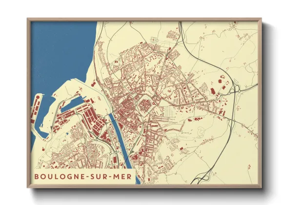 Une affiche de carte sur Boulogne-sur-Mer