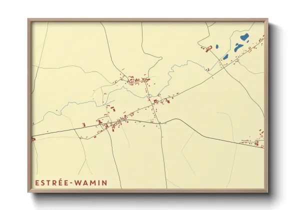 Une affiche de carte sur Estrée-Wamin