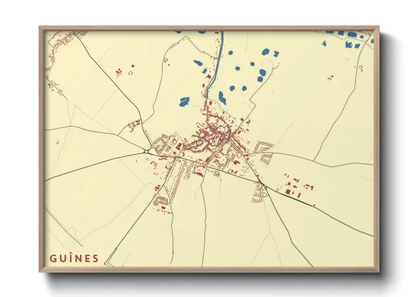 Une affiche de carte sur Guînes