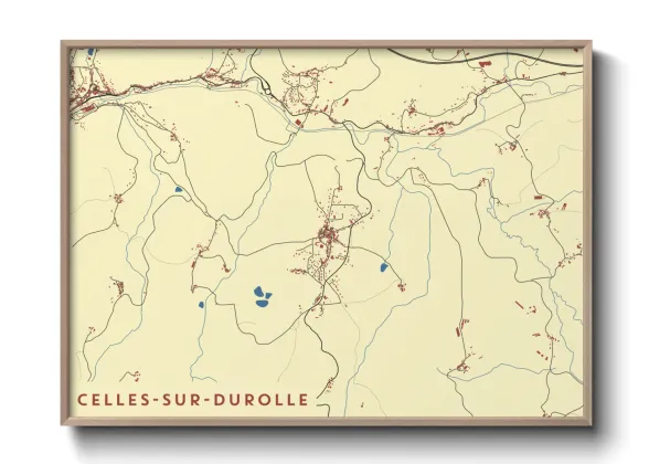 Une affiche de carte sur Celles-sur-Durolle
