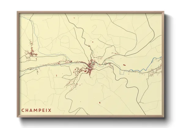 Une affiche de carte sur Champeix