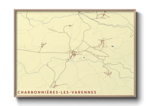 Une affiche de carte sur Charbonnières-les-Varennes