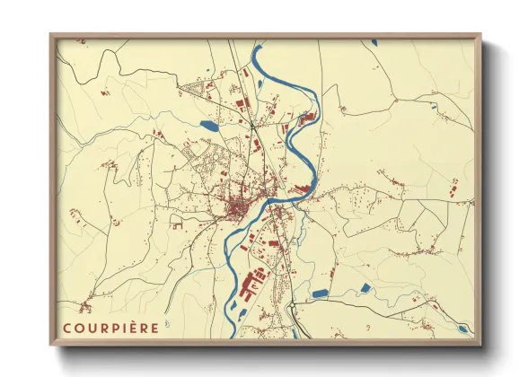 Une affiche de carte sur Courpière