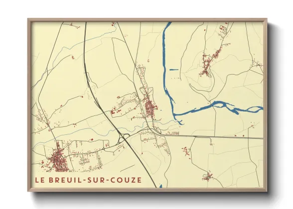 Une affiche de carte sur Le Breuil-sur-Couze