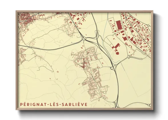 Une affiche de carte sur Pérignat-lès-Sarliève