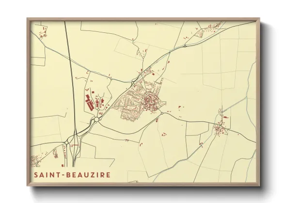 Une affiche de carte sur Saint-Beauzire