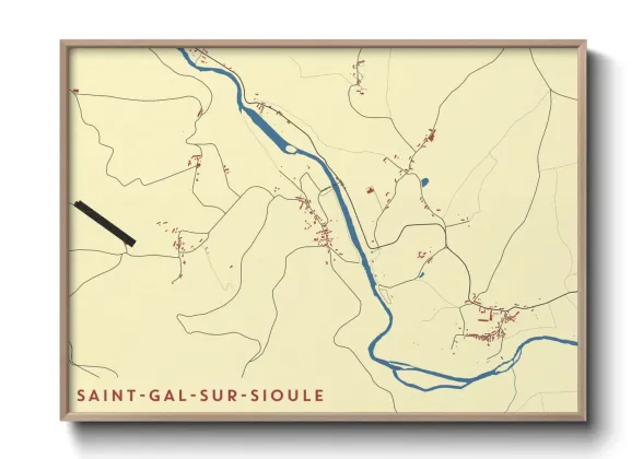 Une affiche de carte sur Saint-Gal-sur-Sioule