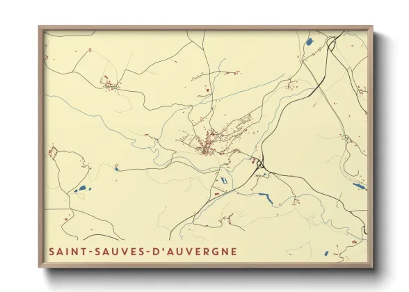 Une affiche de carte sur Saint-Sauves-d'Auvergne
