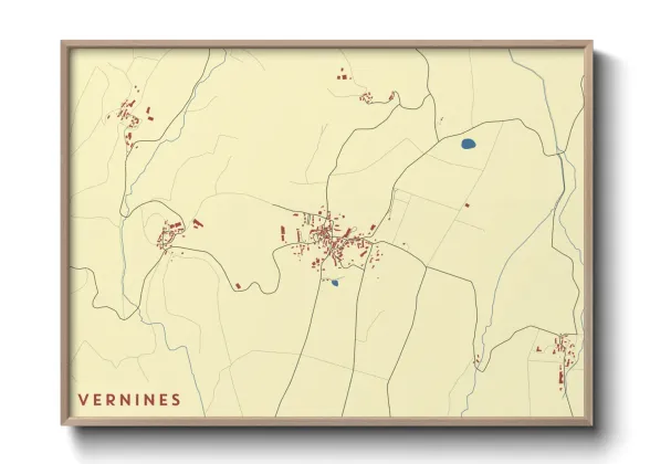 Une affiche de carte sur Vernines