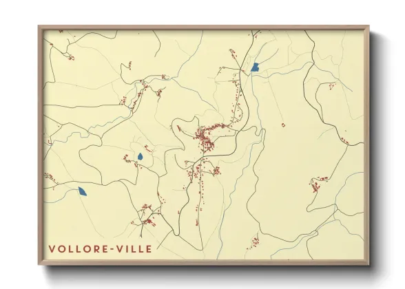 Une affiche de carte sur Vollore-Ville