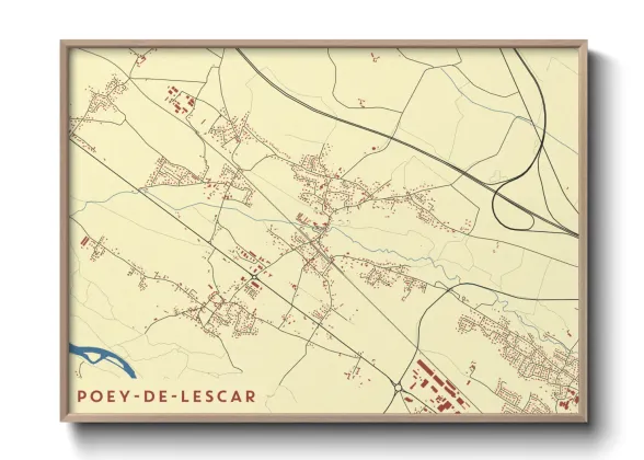 Une affiche de carte sur Poey-de-Lescar