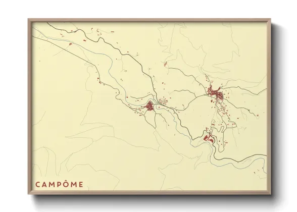 Une affiche de carte sur Campôme