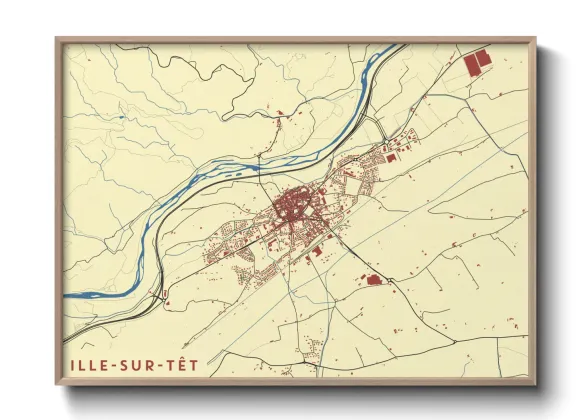 Une affiche de carte sur Ille-sur-Têt