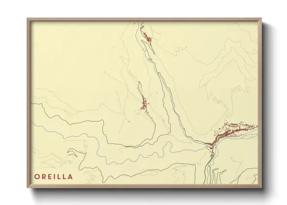 Une affiche de carte sur Oreilla