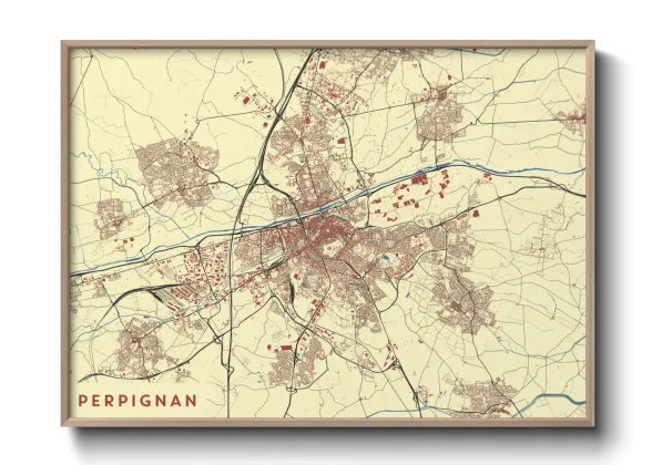 Une affiche de carte sur Perpignan