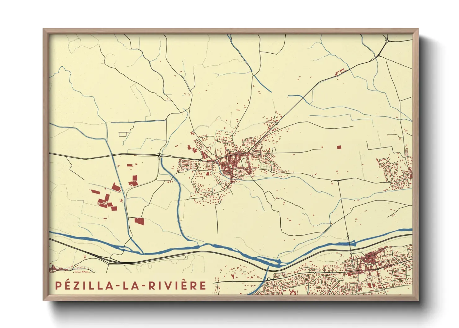 Un poster cartePézilla-la-Rivière