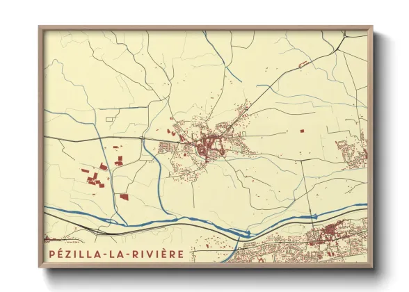 Une affiche de carte sur Pézilla-la-Rivière