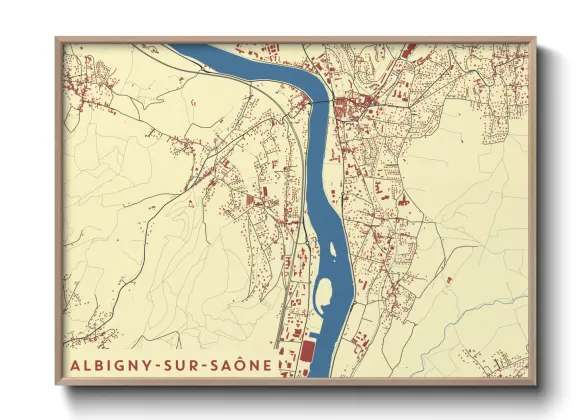 Une affiche de carte sur Albigny-sur-Saône
