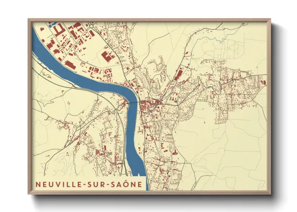 Une affiche de carte sur Neuville-sur-Saône
