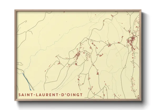 Une affiche de carte sur Saint-Laurent-d'Oingt