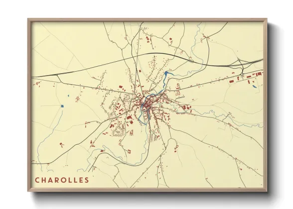 Une affiche de carte sur Charolles
