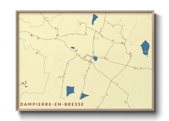 Une affiche de carte sur Dampierre-en-Bresse