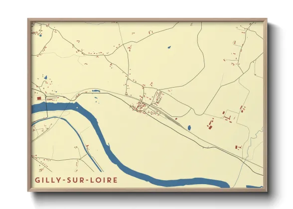 Une affiche de carte sur Gilly-sur-Loire