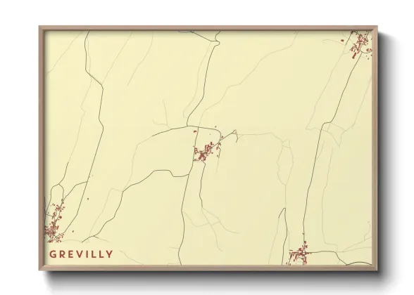 Une affiche de carte sur Grevilly