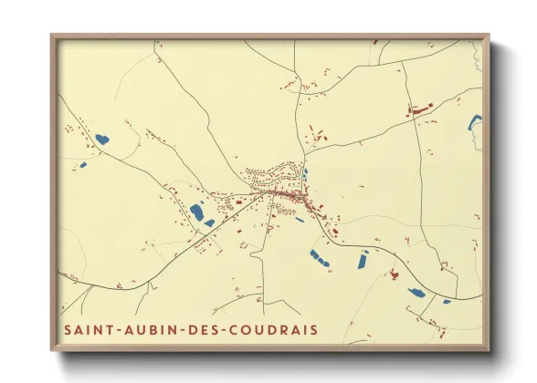 Une affiche de carte sur Saint-Aubin-des-Coudrais