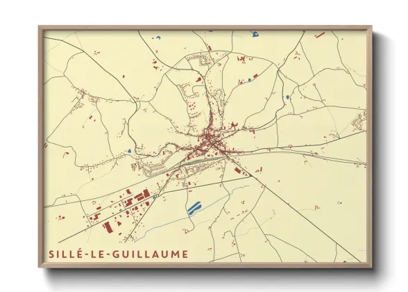 Une affiche de carte sur Sillé-le-Guillaume