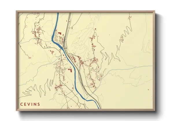 Une affiche de carte sur Cevins