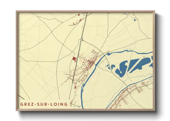Une affiche de carte sur Grez-sur-Loing