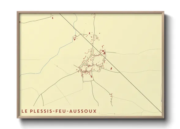 Une affiche de carte sur Le Plessis-Feu-Aussoux