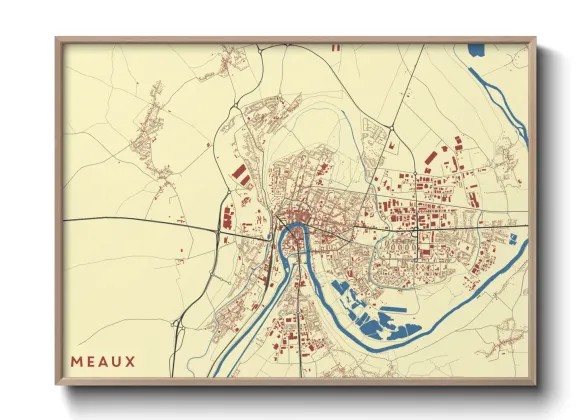 Une affiche de carte sur Meaux