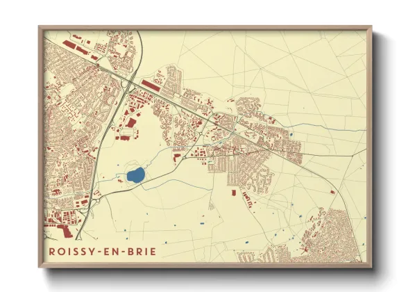 Une affiche de carte sur Roissy-en-Brie