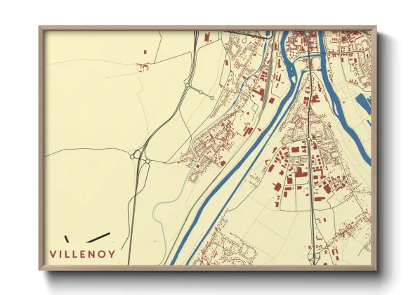 Une affiche de carte sur Villenoy