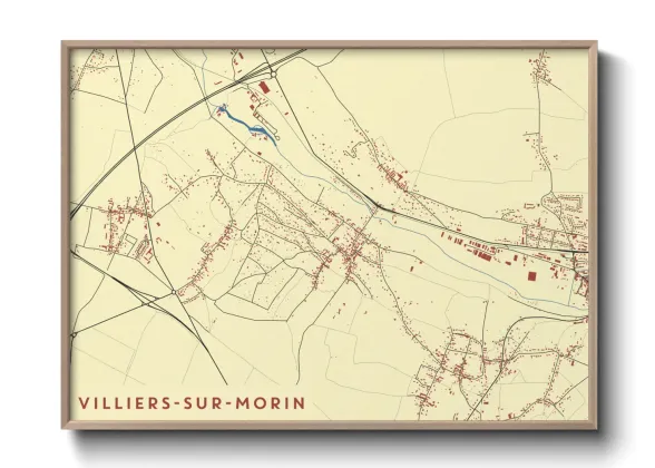 Une affiche de carte sur Villiers-sur-Morin