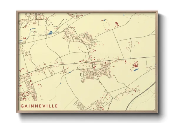 Une affiche de carte sur Gainneville