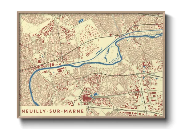 Une affiche de carte sur Neuilly-sur-Marne