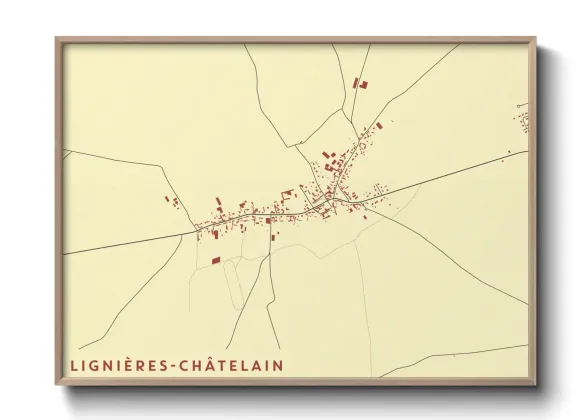 Une affiche de carte sur Lignières-Châtelain