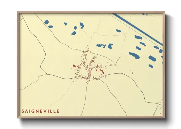 Une affiche de carte sur Saigneville