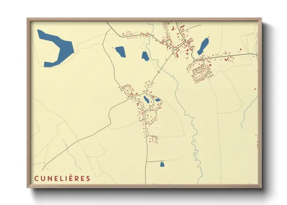 Une affiche de carte sur Cunelières