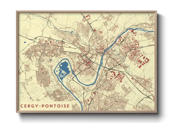 Une affiche de carte sur Cergy-Pontoise